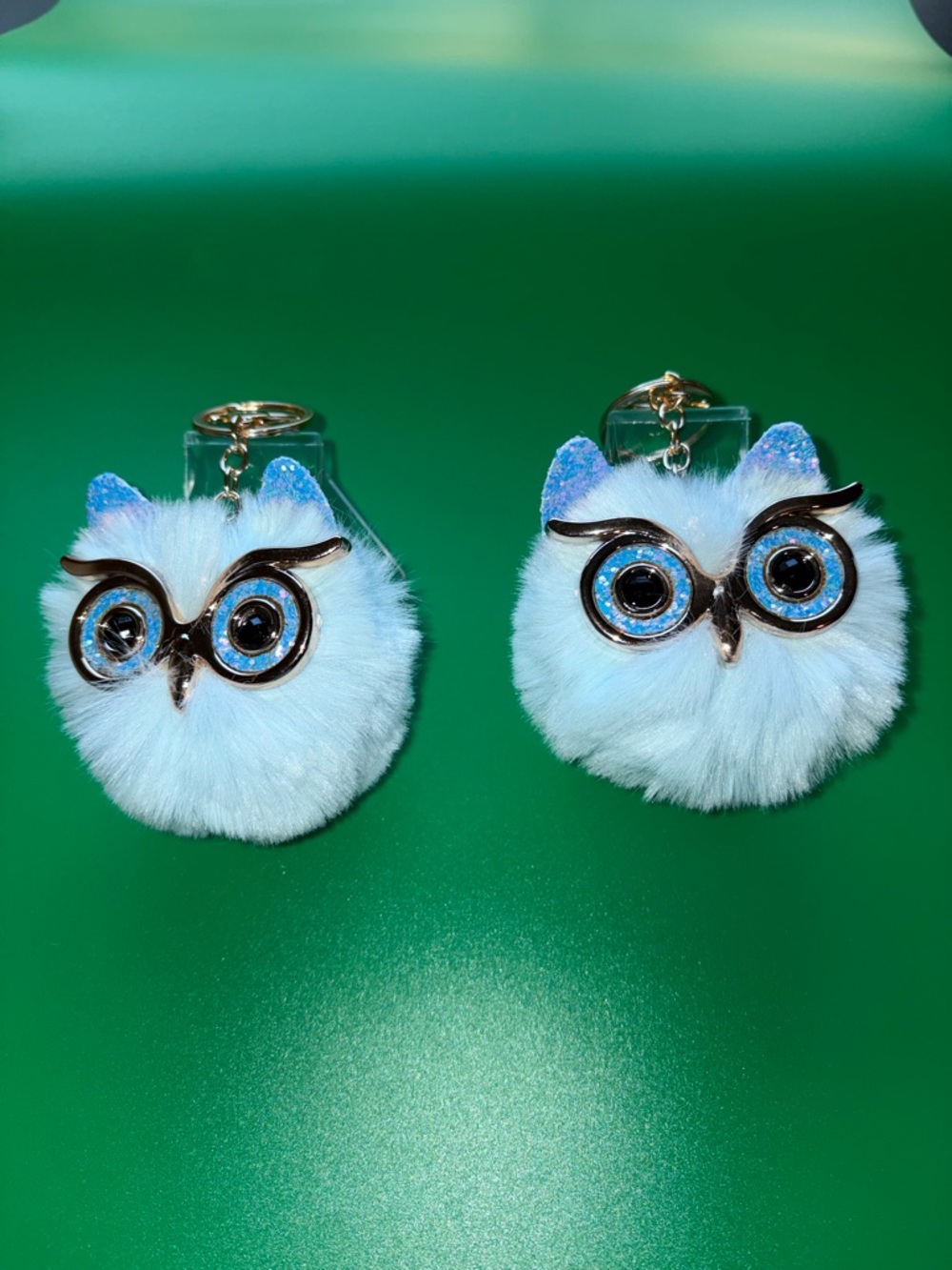 Plush Owl Keychain Bag Charm - Light Blue